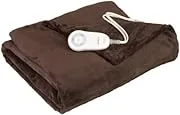 Sunbeam Microplush heated throw in walnut