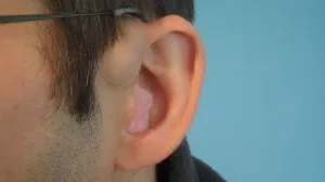 EAR PLUGS Ohropax Earplugs inserted in the ear.