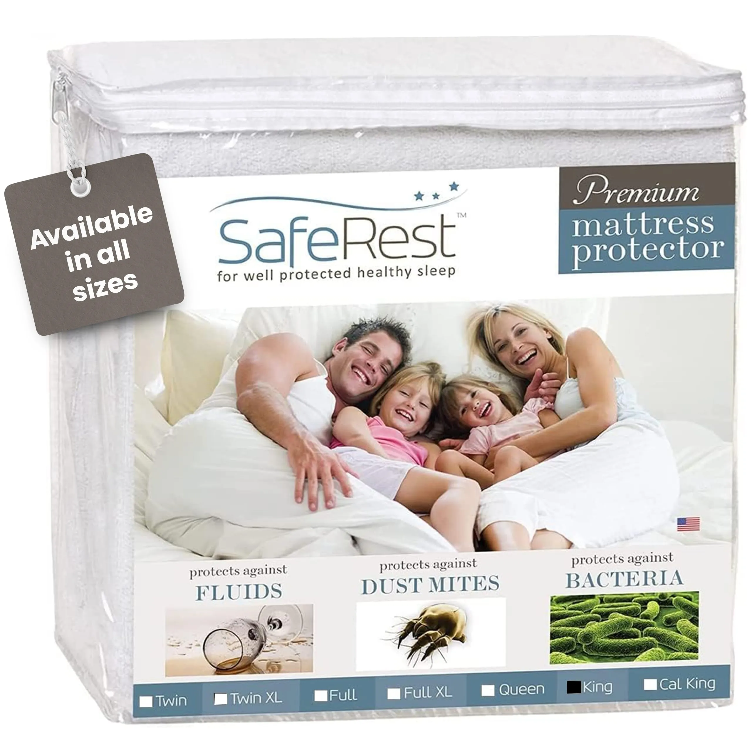 SafeRest premium hypoallergenic waterproof mattress protector