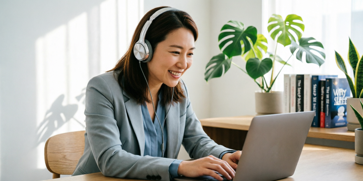 Snorezing sleep health consultant providing personalized guidance to a client via video call