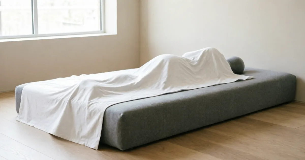 Modern memory foam mattress in a minimalist bedroom with side sleeper position visible