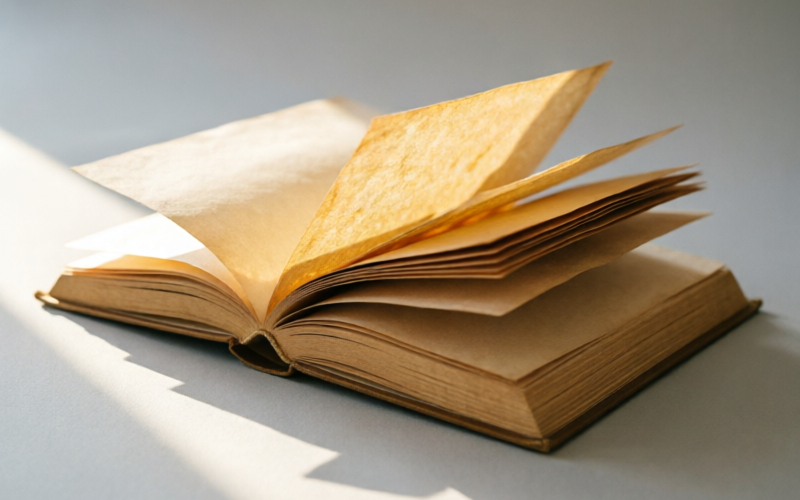 Transparency concept: open book with light streaming through pages, symbolizing openness and honesty in business practices